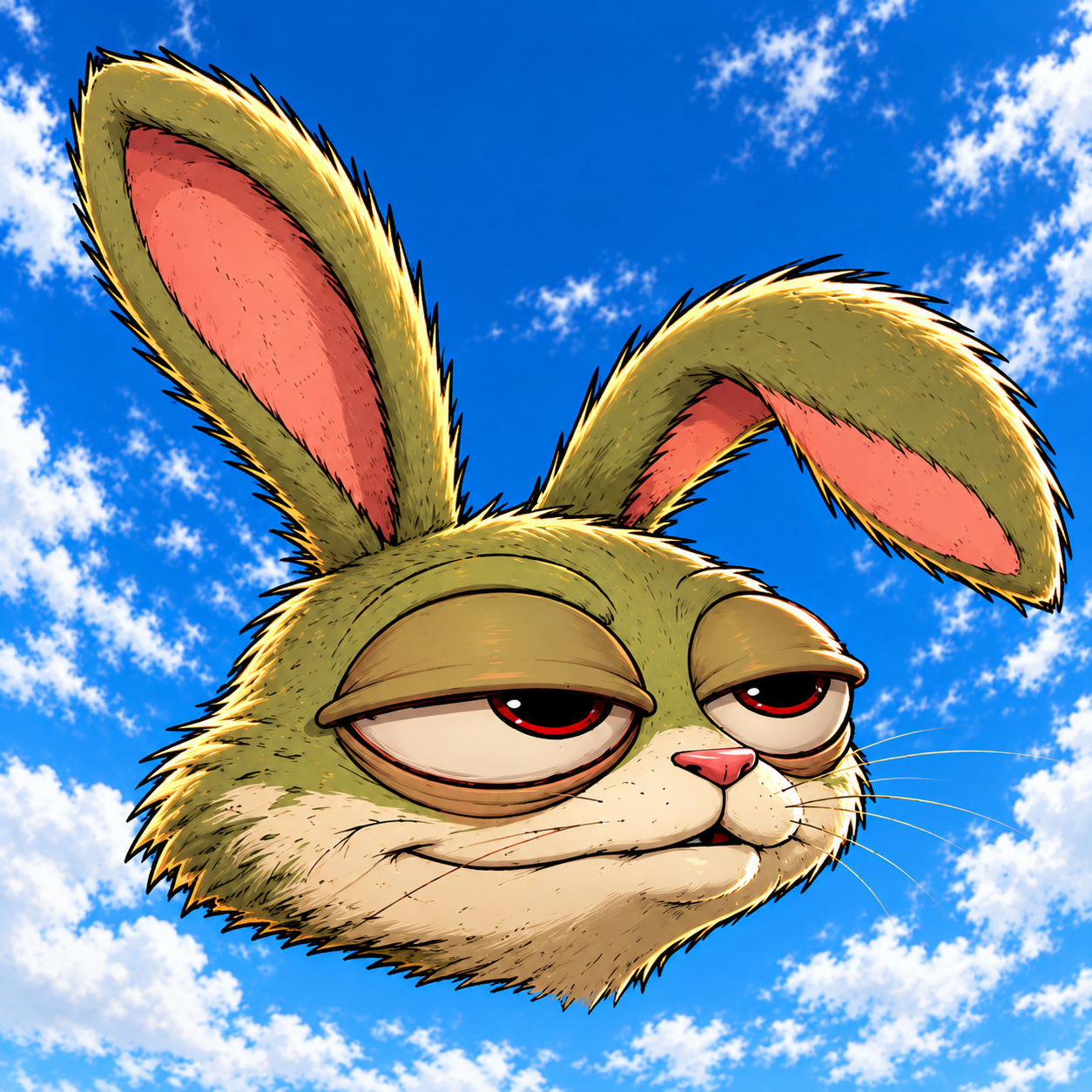 Close-up illustration of MOOG against a blue sky